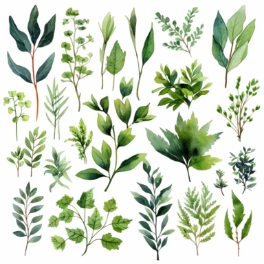 Greenery Foliage Clipart, watercolor, individual design