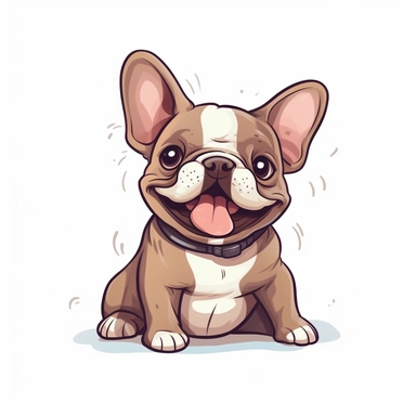 A cute French Bulldog clip art, playful mood, pastel colors, minimalistic art style, low level of detail, vector, white background, high resolution