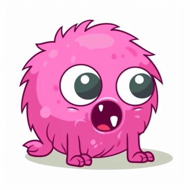 2d pink bubblegum dog monster mutant on white background drawing in microsoft paint , no shadow, flat picture, clipart