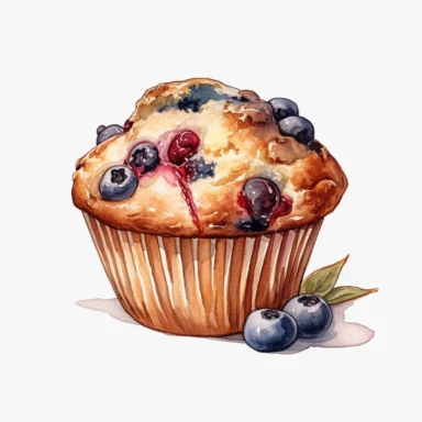 hand painted muffin clipart for cookbook illustration no background