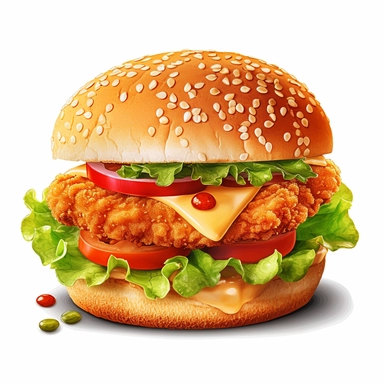 chicken nugget burger, clipart, isolated image