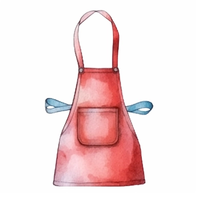 create a hand drawn watercolor clipart of a apron, white background, 4k