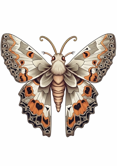 Skull Moth Clipart on white background, death's head moth, realistic, details, high resolutions, white background