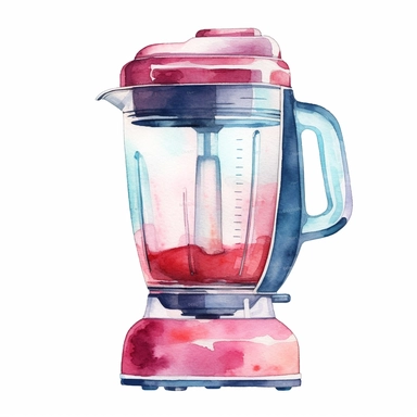 watercolor clipart of a blender, pretty and cute, vintage homely vibes, isolated on white background