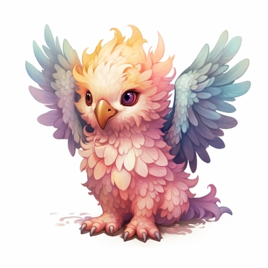 baby griffin, clipart, intense white and deep pastel colors, dnd, watercolor, no background, isolated on a white background, self contained, well defined edges, by amy sol and magali villeneuve and susan bourdet and ross tran, spaced out, glowy, intricate, 8k