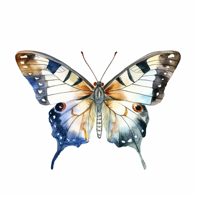 clipper butterfly watercolor clipart on white background