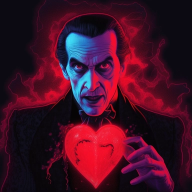 dracula, glowing eyes, valentine's, clipart, glow in the dark, neon, uhd, vivid, colorful, highly detailed