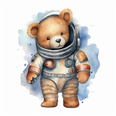 watercolor astronaut Teddy bear clipart No fonts No watermark