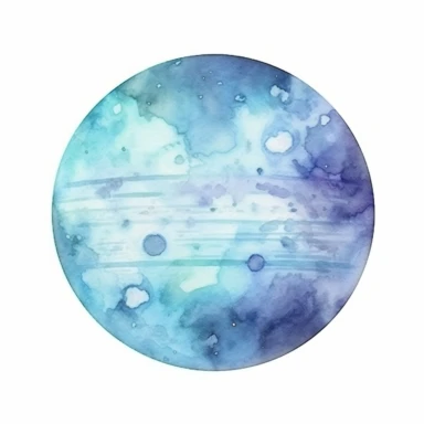 the Neptune planet isolated on white background clipart with watercolor illustration,full body shot, etsy style
