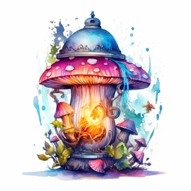 fairy lamp, fantasy, watercolor, clipart, white background