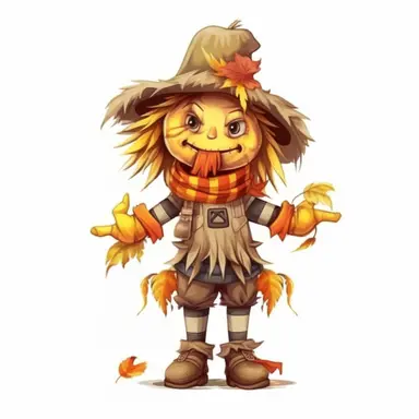 Clipart, cute scarecrow, Thanksgiving, isolated on white background