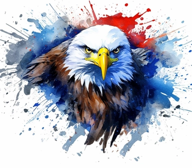 Create a bold and eye-catching clip art that showcases Freedom in patriotic colors, emphasizing the spirit of independence and liberty, white background, in the style of wet paint
