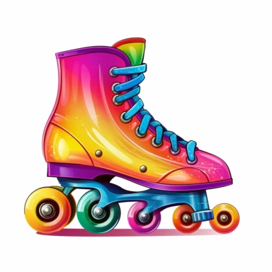 rainbow with roller skates Side view with coloring Clipart, Vector Style, High quality, White Background