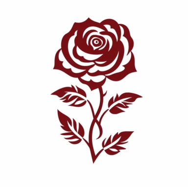 red rose flower silhouette vector flat simple identification symbol white backround white background minimalistic clipart png svg
