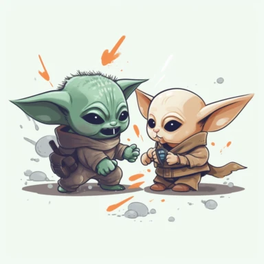 baby yoda fight clipart