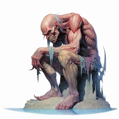 evil horror grotesque mutant creepy despair clipart, white border, Gregoire Guillemin, Frank Frazetta, gerald brom, white background