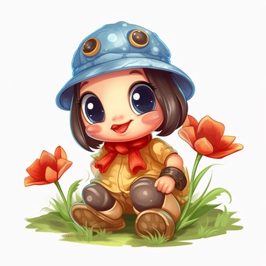 cute fairy tale farm ladybug, clipart, white background