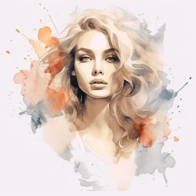 Watercolour clipart of a beautiful woman , separate elements , vintage effect, high quality, soft and muted colours, 8k ar 2:3