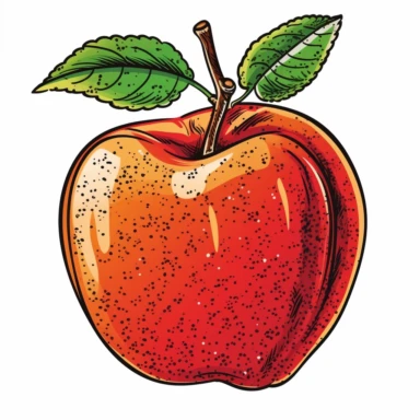 Drawn apple, isolated on a plain solid white background, clipart
