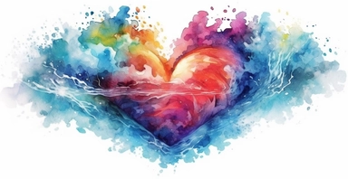 adorable heart with the beach, vivid colours, watercolour clipart, I can't believe how beautiful this is