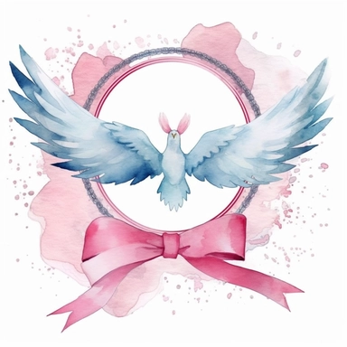 Graceful Baptism Watercolor Clipart - Pastel pink Baptism Certificate: This clipart represents a baptism certificate in pastel blue, highlighting the official recognition of this spiritual milestone.