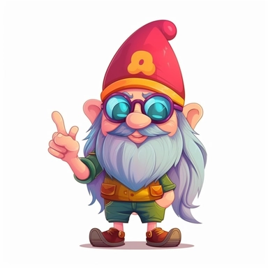 Cute hippie gnome, full body, Pixar Style, retro colors, peace and love, groovy clipart