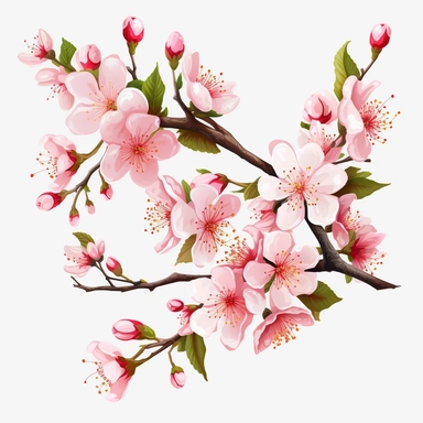 Cherry blossom flowers high quality Vector Clipart , White Background