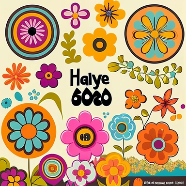 60s Clipart, 60s Retro Clipart, Groovy Clipart, 60s Hippie Clipart, 1960s clipart, Sixties, Vintage Elements, Boho, Flower Power