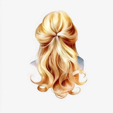 watercolour beautiful blonde wig on wig stand in realistic elegant wedding hairstyle back facing ,build a family style clip art illustrated clip art graphics , PNG image,transparent background ,ultra highly detailed, 18k, sharp focus, bright photo with vibrant colours, digitally enhanced,photographic, enhanced graphics, png format, straight, sharp focus, bright lighting, intricate detailed png image ,high definition,300dpi,graphic clipart,computer graphics
