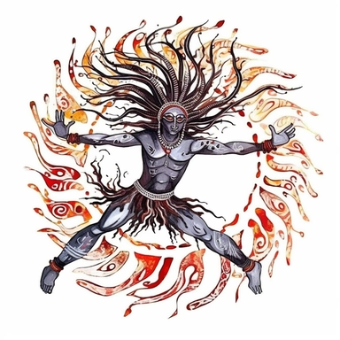 clipart of Shiva Nataraj, cosmic dance, symbolizing the cycle of creation and destruction, etsy-featured seller, hand-drawn, clean white background