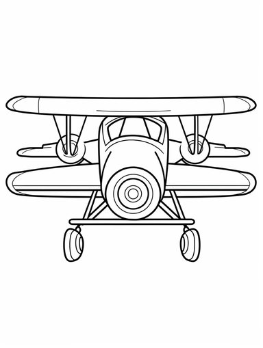 design a mini airplane coloring book line art, coloring page line art, black clipart for coloring page, simple and clean line art, illustration style, bold wide black line art