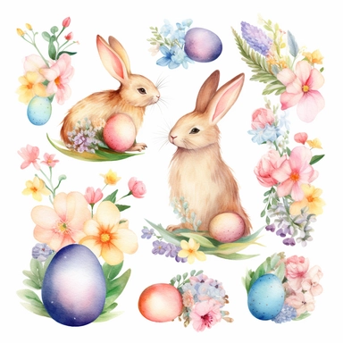 easter watercolor clipart, single design, 8k