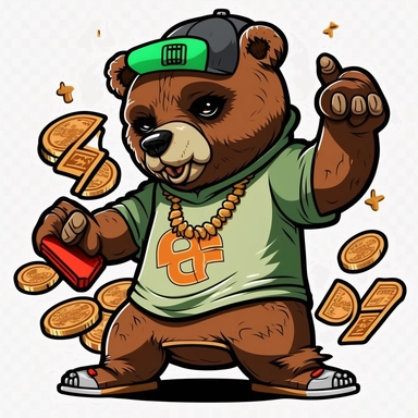 Clipart bear counting money hip hop vector sticker 8v logo