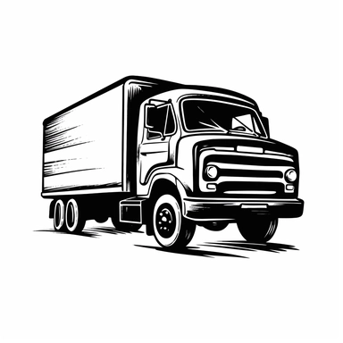 simple truck clipart, black and white