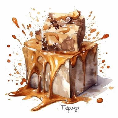 Fudge sharp illustration clipart, watercolor art, insane detail, white background