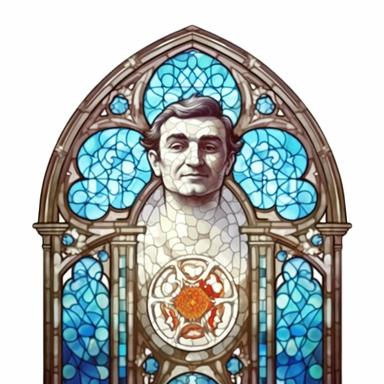 in the style of baroque madness, stained glass window clipart, white background, church window, cathedral window, religious art, medieval art, Gothic art, colored glass, leadlight window