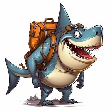 cartoon Clipart shark hiking