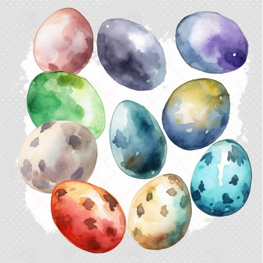watercolor, spring Easter Eggs png Full body realistic cartoon in 32K UHD cute. 15 cm thick outline. Black color. There was no shadow on the ground. 8k with realistic watercolors and detailed illustrations. PNG clipart, transparent white background