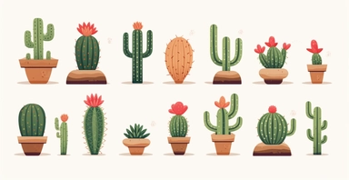 clean, cactus design, clip art style on a white background