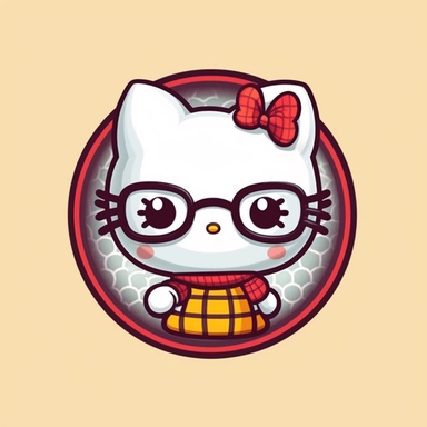 Create a cute and chibi-styley logo featuring Hello Kitty from Sanrio, perfect for attracting fans of the beloved character clipart only white back ground