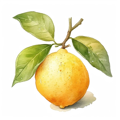 A charming watercolor clipart-style illustration of a Limonia Acidissima fruit, beautifully rendered with intricate details and set against a clean and pristine white background. This unique clipart illustration captures the distinct features of the Limonia Acidissima fruit, showcasing its round shape, textured skin, and vibrant hues. The watercolor technique lends a soft and organic quality to the illustration, enhancing the natural beauty of the fruit. Each brushstroke and color choice accentu