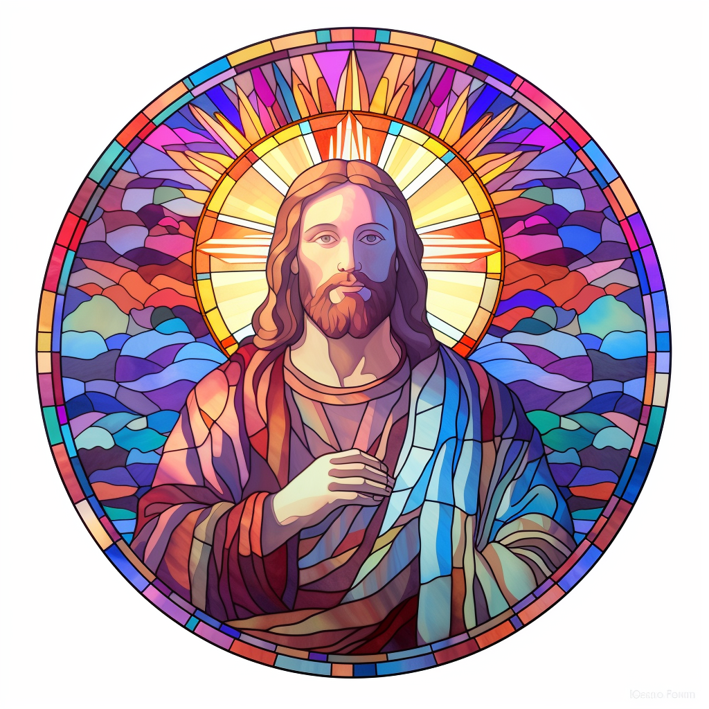 A stained glass window depicted the glory of Jesus’ resurrection on a ...