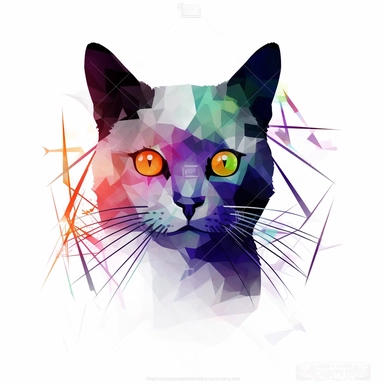 graphic design logo clip art of a cat with lasers, white background