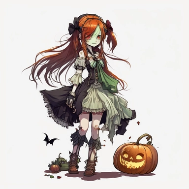 Halloween character , Zombie, clipart, anime, on white background