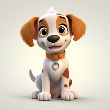 An adorable cute happy puppy dog with big puppy eyes, 3D image, full body image, pixar style, clipart