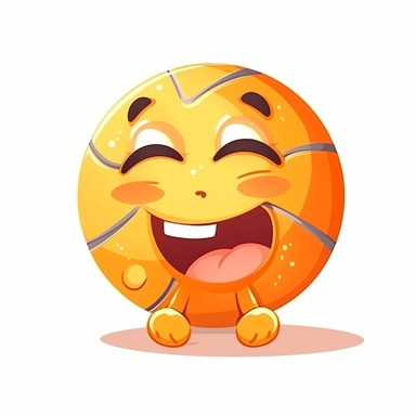 fantasy happy cute basketball player face, cartoon, clipart, mascot, isolated on white background