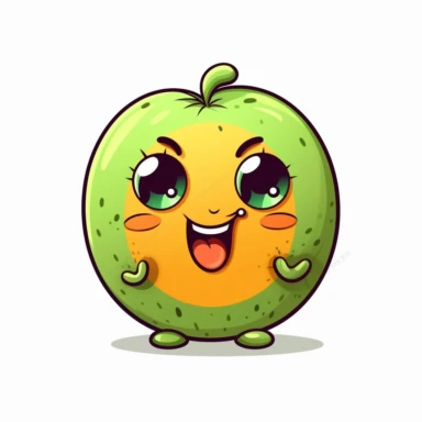 cute Kiwi Fruit, happy and smiling, bold line, clipart, sticker, white background, no shadow, 8k detail