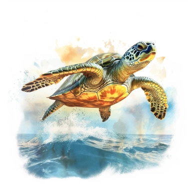 watercolour illustration free brushstrokes, beautiful and joyful, turtle swimming in the ocean, mark brooks, naturecore, animal clipart, isolated on a white background