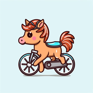 bike cartoon clip art horse, in the style of flat shading, minimalistic design, precisionist art, kawaii, realistic, dansaekhwa, eye-catching