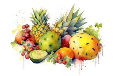 Watercolor , Cactus Fruit, clipart, hd, on a white background, spaced out